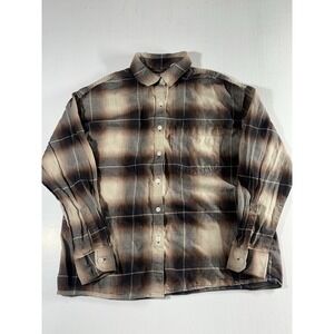 Levi's Plaid Flannel Shirt Brown/Beige Ombré Plaid Size Small